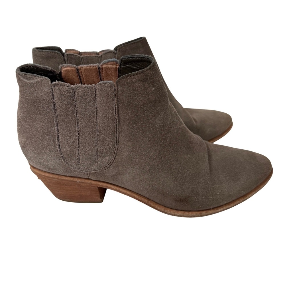 Joie Womens Taupe Brown‎ Suede Pointed Toe Chelsea Ankle Boots Block Heel 39.5